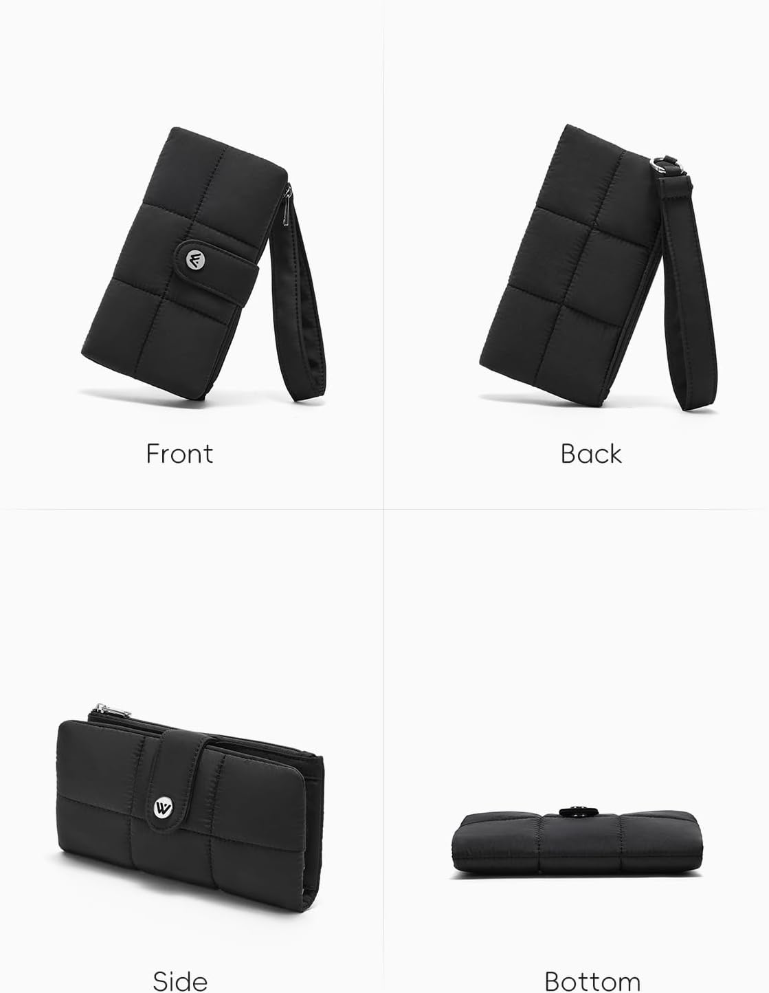 HOTWESTBRONCO Puffer Wristlet Wallets for Women RFID Blocking Soft Slim Bifold Compact 13 Card Holder Wallet for Women with Zipper Coin Pocket & ID Window