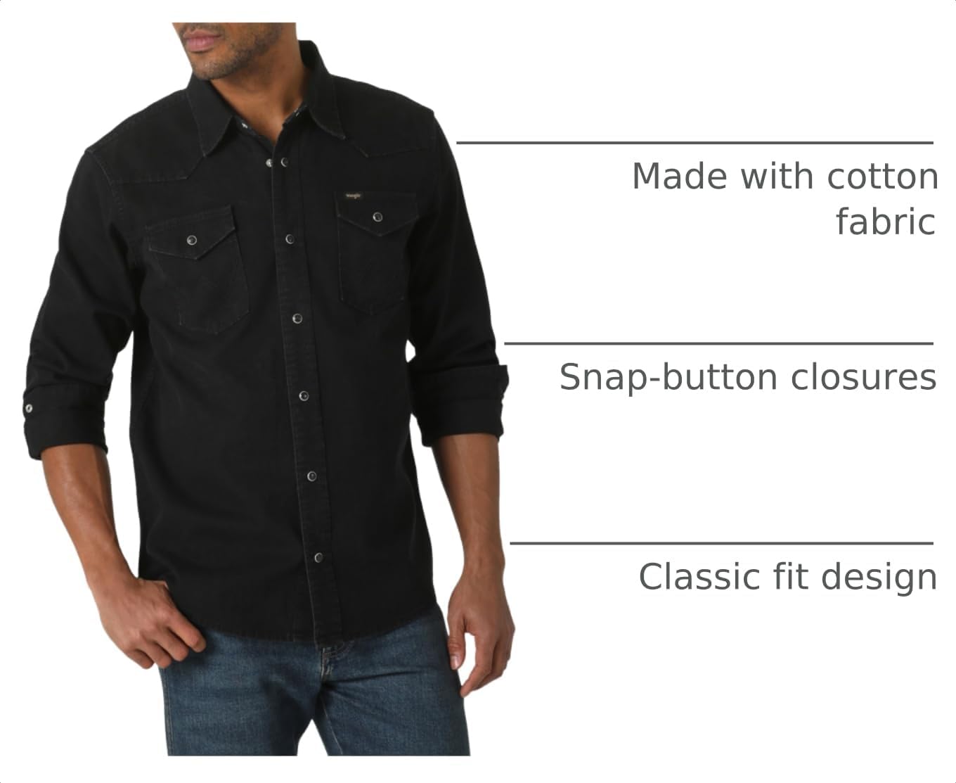 HOTWrangler Men's Iconic Regular Fit Snap Shirt