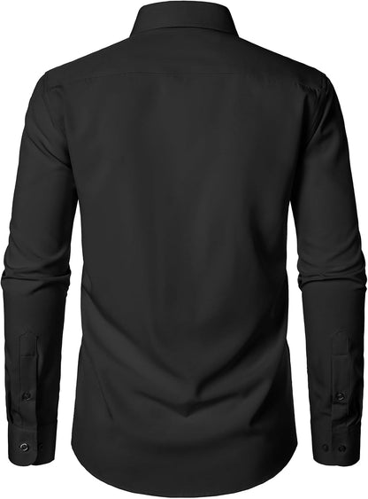 HOTJEMITOP Men Stretch Business Casual Dress Shirts | Regular Fit, Formal, Long Sleeve, Button Down, Tuxedo, Wedding, Prom, with Pocket