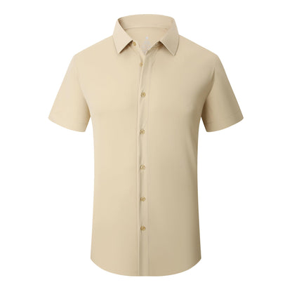 HOTSAMERM Mens Dress Shirt Stretch Wrinkle Free Casual Button Down Shirts | 4-Way Stretch & Moisture Wicking Performance Shirt for Business, Wedding, Work, Church, Easy Care Lightweight & Breathable