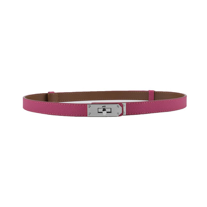 HOTFENLDY Adjustable Thin Belts For Womens Skinny Belts For Dresses Womens Solid Color Alloy Turn Lock Belts For Jeans