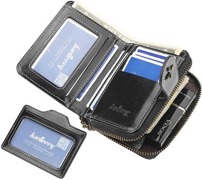 HOTWomen's retro wallet small Y2K credit card bag zipper double fold mini leather aesthetic y2k wallet (Black)