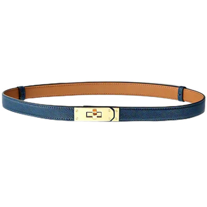 HOTFENLDY Adjustable Thin Belts For Womens Skinny Belts For Dresses Womens Solid Color Alloy Turn Lock Belts For Jeans