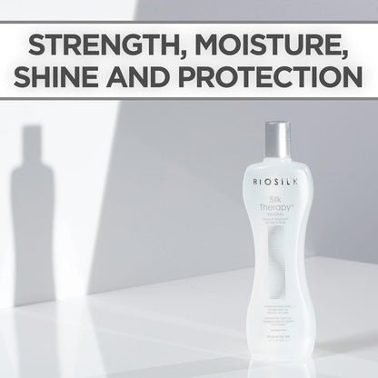 HOTBioSilk Silk Therapy Original, Reconstructing Leave-In Hair Treatment, Adds Shine, Smooths & Prevents Split Ends, Sulfate-Free, Paraben-Free, Cruelty-Free, 12 Oz
