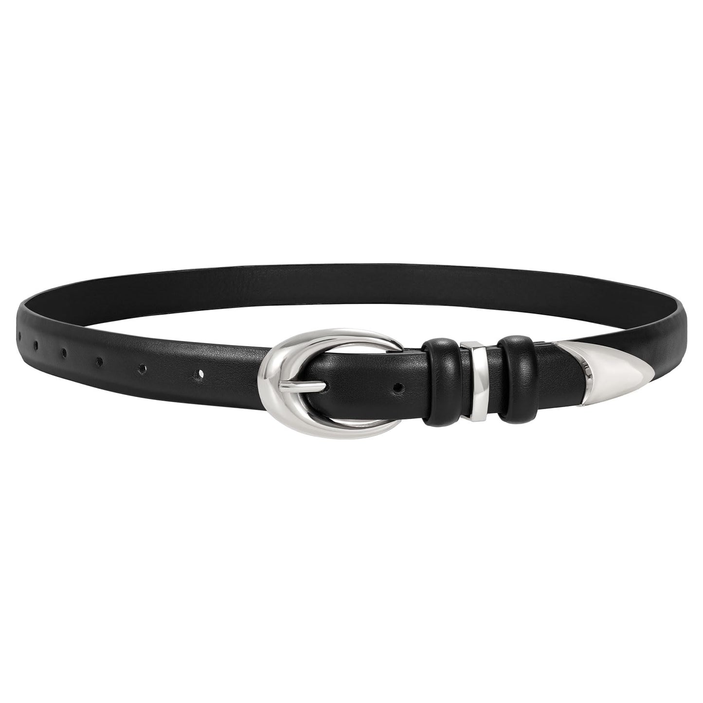 HOTTRIWORKS Women Leather Belt for Jeans Pants Fashion Ladies Skinny Faux Leather Dress belt with Gold Buckle