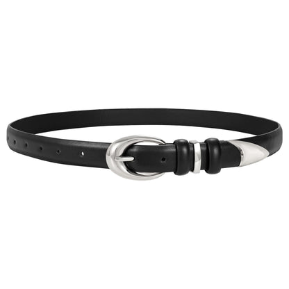 HOTTRIWORKS Women Leather Belt for Jeans Pants Fashion Ladies Skinny Faux Leather Dress belt with Gold Buckle