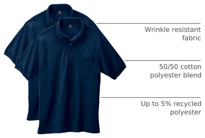 HOTHanes Men's Short Sleeve Jersey Pocket Polo (Pack of 2)