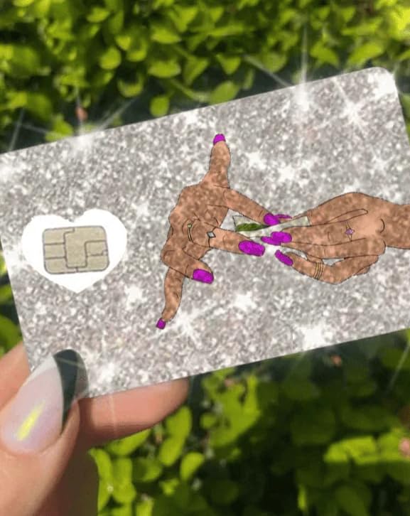 HOTExotixCard The Original Reflective Sticker Ultra Bling Debit - Credit Card Shiny Skin Removable Cover Especially Bright Back Information Card Cover Silver Heart ExotixLuv Luxury (Bow Pink Hot)