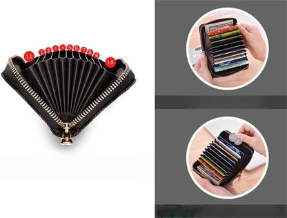 HOTCard Holder Female Degaussing Anti-Theft Brush Certificate Multi-card Holder Male Short Large-capacity Organ Bag Card Holder Handbag. 1pcs (leather-brown)