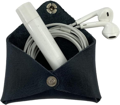 HOTHide & Drink, Rustic Leather Envelope Shaped Coin Case, Secret Bag Miniature World, Handmade (Slate Blue)