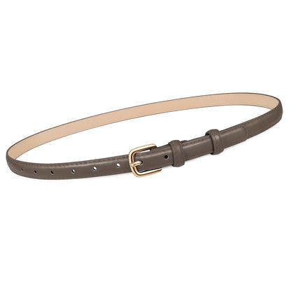 HOTJASGOOD Women Skinny Faux Leather Belt Thin Waist Belt for Women Jeans Dress Fashion Ladies Belt with Gold Buckle,21 Colors