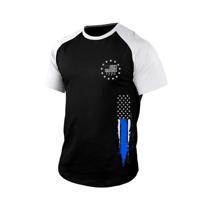 HOTH HYFOL Men's Graphic T-Shirts USA Flag Cotton Short Sleeve American Patriotic Crewneck Casual Regular Tee Shirts