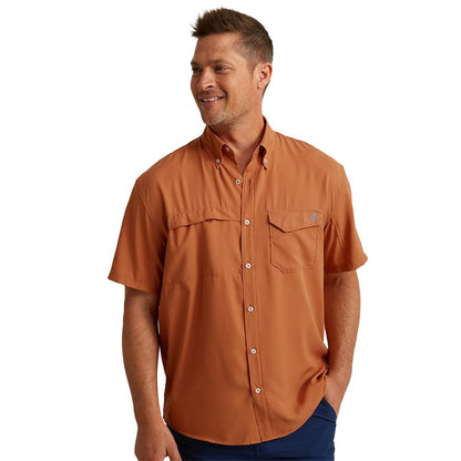 HOTHUK Men's Tide Point Kc Scott Original Artwork Short Sleeve Shirt, Fishing Button Down