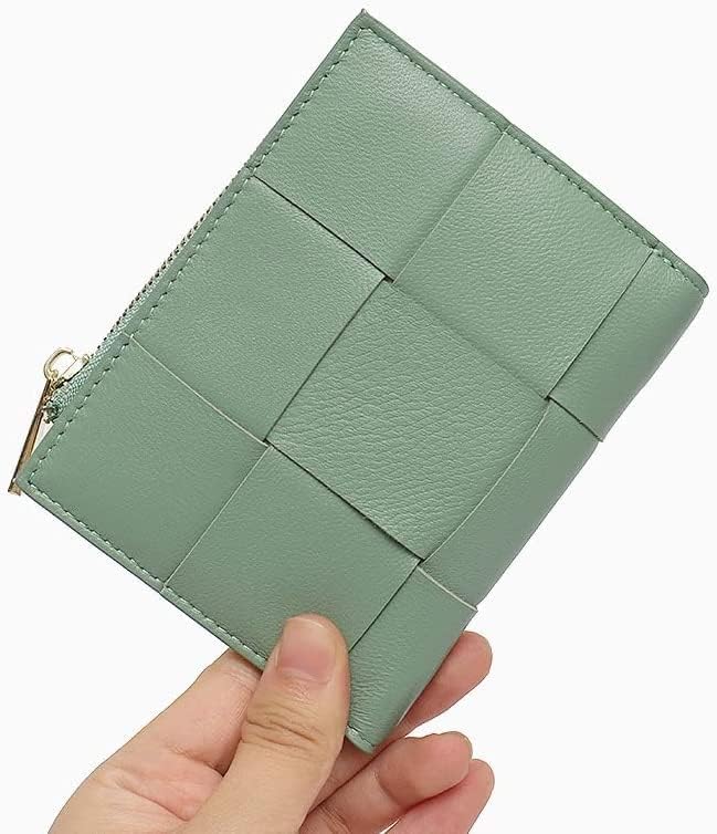 HOTSpacious & Functional Bifold Short Coin Purse Woven Functional Fashion Women Genuine Leather Wallet Female Chic Small Multi Money Billfold Clutch Purse
