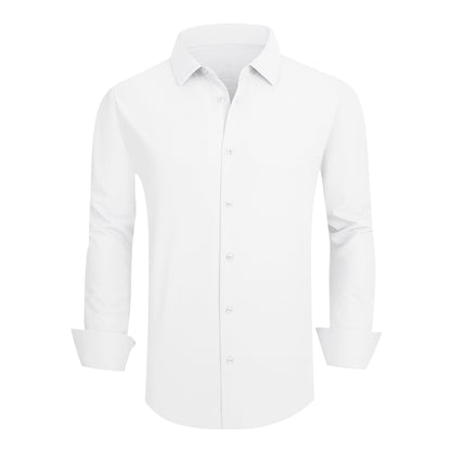 HOTSAMERM Mens Dress Shirt Stretch Wrinkle Free Casual Button Down Shirts | 4-Way Stretch & Moisture Wicking Performance Shirt for Business, Wedding, Work, Church, Easy Care Lightweight & Breathable