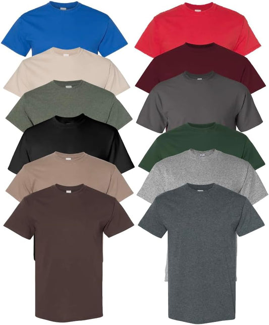 HOTEVERYDAY TEES Men's Heavy Cotton Tee (Pack of 12), Assorted Mixed Color Small to 5XL
