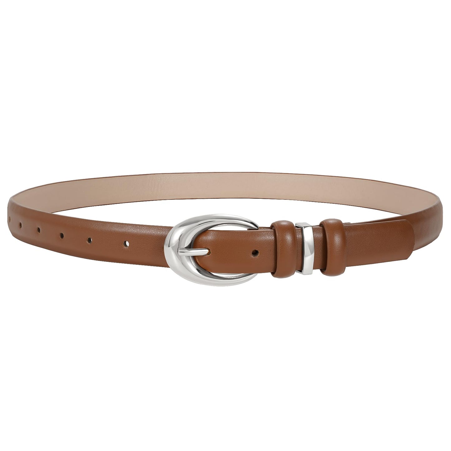 HOTTRIWORKS Women Leather Belt for Jeans Pants Fashion Ladies Skinny Faux Leather Dress belt with Gold Buckle