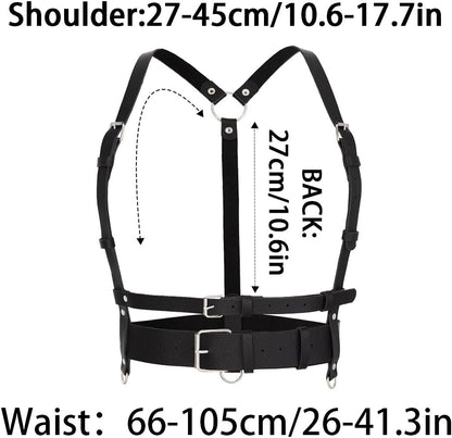 HOTBODIY Punk Women Waist Belts PU Leather Fashion Body Chain Belt Circle Rave Halloween Accessories Belt Adjustable Gothic