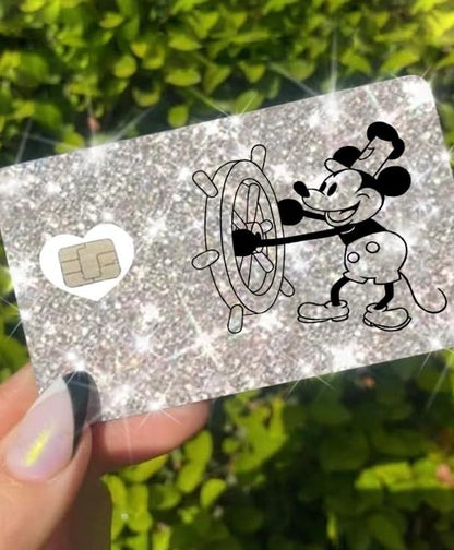 HOTExotixCard The Original Reflective Sticker Ultra Bling Debit - Credit Card Shiny Skin Removable Cover Especially Bright Back Information Card Cover Silver Heart ExotixLuv Luxury (Bow Pink Hot)