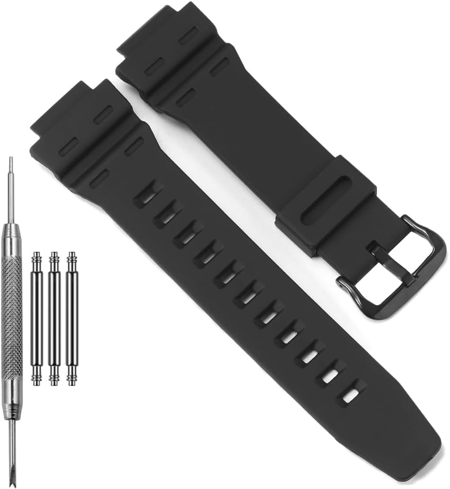 HOTAE1500WH Replacement Strap Compatible with Casio AE1500 WS1500H WS-1700H DW-291 Resin Watch Band Bracelet
