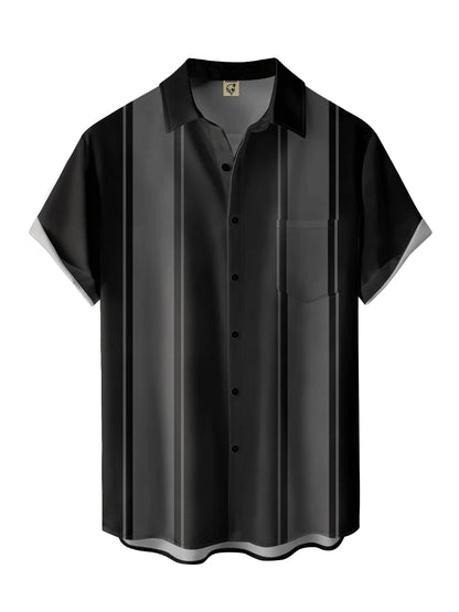 HOTHardaddy Men's Vintage Bowling Shirt Short Sleeve Button Down Hawaiian Summer Beach Printed Casual Shirts