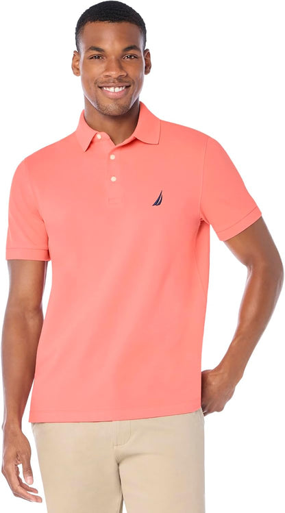 HOTNautica Men's Short Sleeve Solid Stretch Cotton Pique Polo Shirt