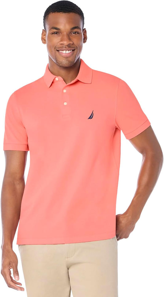 HOTNautica Men's Short Sleeve Solid Stretch Cotton Pique Polo Shirt