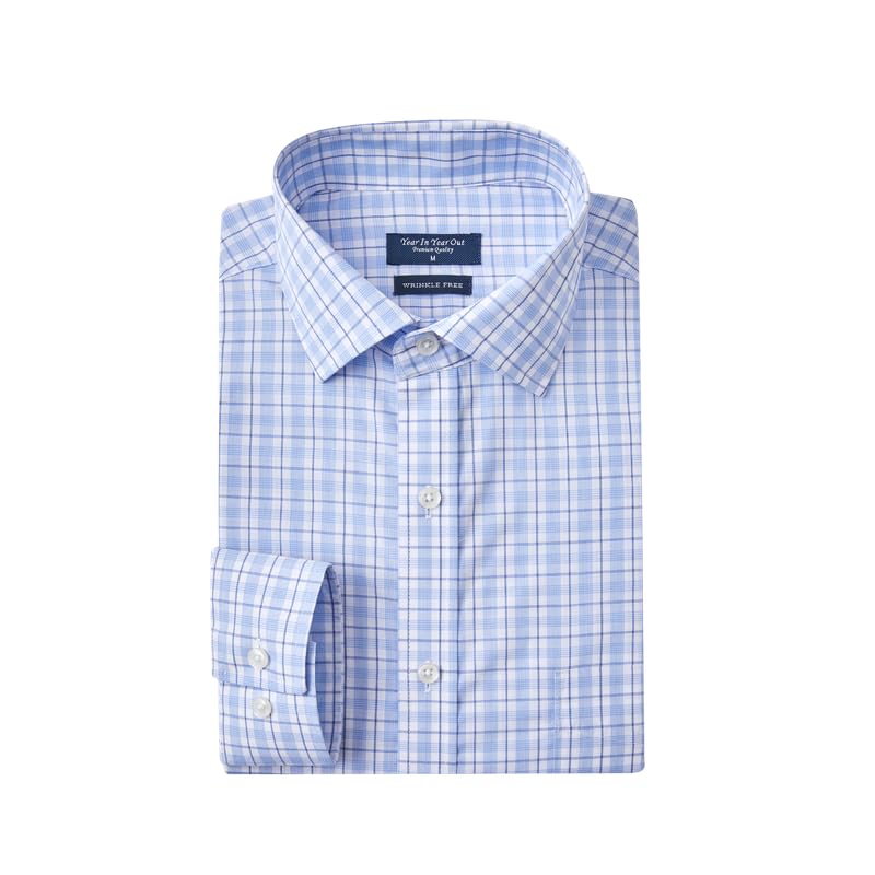 HOTYear In Year Out Wrinkle Free Dress Shirt for Men Regular Fit Long Sleeve Wrinkle Resistant Shirt