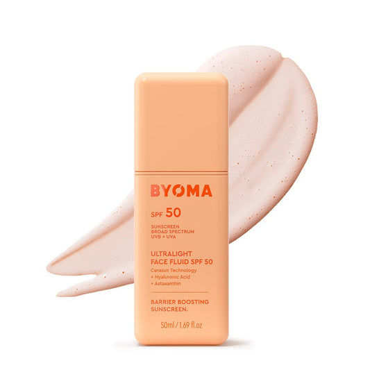 HOTBYOMA SPF 50 Face Fluid - Ultra-Lightweight Facial Sunscreen for All Skin Tones - Luminous Glow, No White Cast - SPF Moisturizer Strengthens Skin Barrier - 1.69 fl.oz