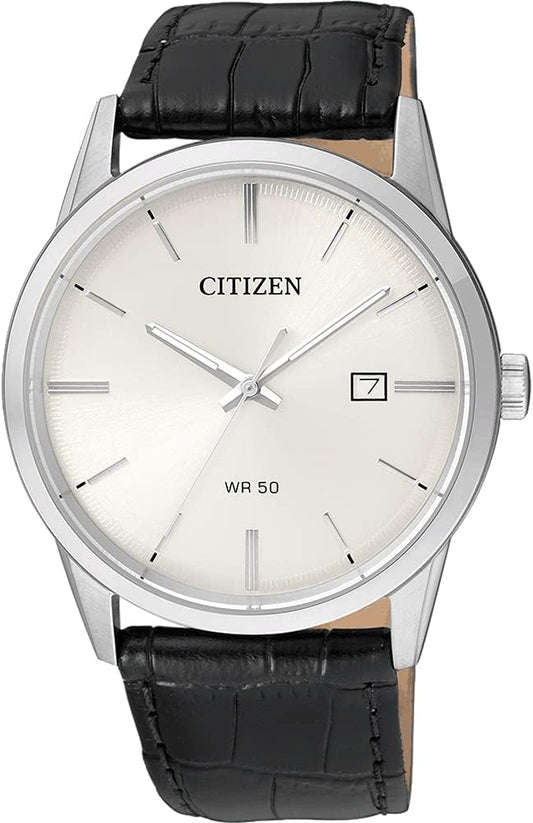HOTCitizen Quartz Mens Watch, Stainless Steel with Leather Strap, Casual