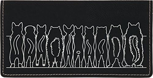 HOTCAROUSELCHECKS Cat Tails Laser Engraved Leatherette Checkbook Cover