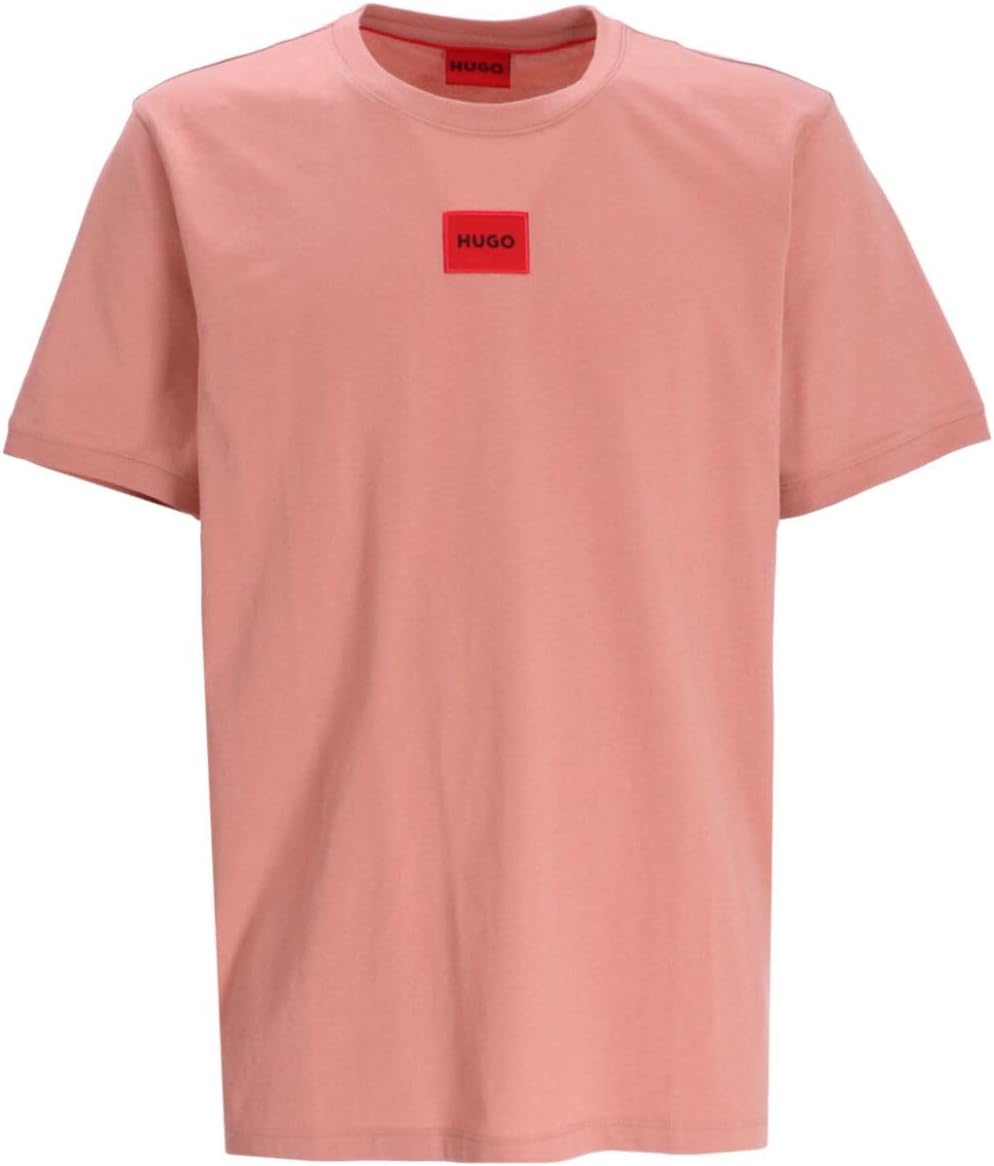 HOTHugo Mens Ribbed Crew Neck Regular Fit Center Logo T-Shirt