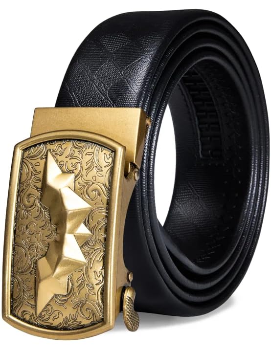 HOTDubulle Designer Mens Belts, Sliding Automatic Buckle Ratchet Dress Belt TOP Genuine Leather Strap Gifts