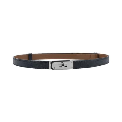 HOTANHAISHUILV Women's Skinny Leather Belt with Adjustable Golden Turn-Lock Buckle - Ideal for Dresses, Jeans, and Coats
