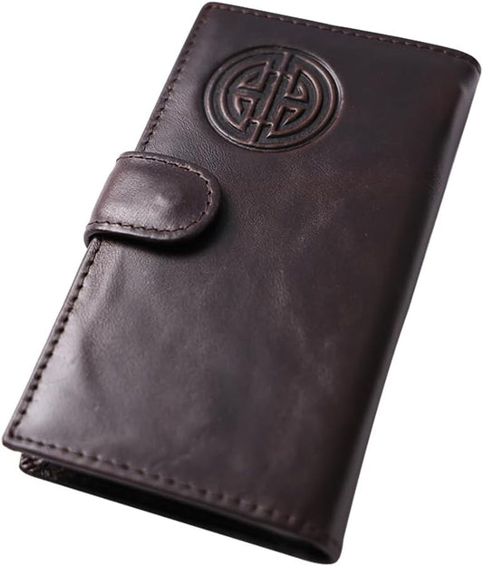 HOTIrish Leather Women's Wallet: Celtic Knot Embossed RFID-Blocking Bifold – Large Capacity, Durable Design for Daily Use, Travel & Style (brown)