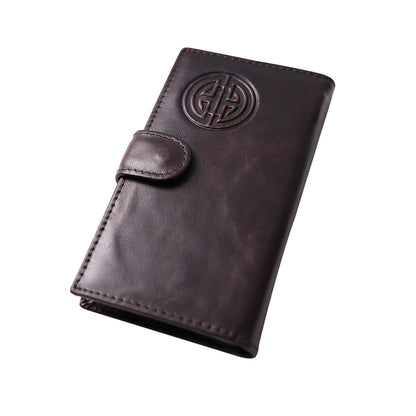 HOTIrish Leather Women's Wallet: Celtic Knot Embossed RFID-Blocking Bifold – Large Capacity, Durable Design for Daily Use, Travel & Style (brown)