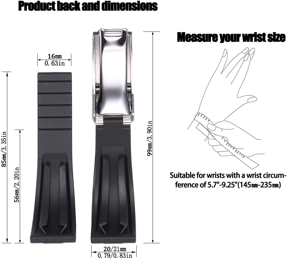 HOTRubber Watch Band Compatible with Rolex Yacht Master Oysterflex Submariner GMT Daytona 20mm Strap Waterproof Bracelet Watch accessories