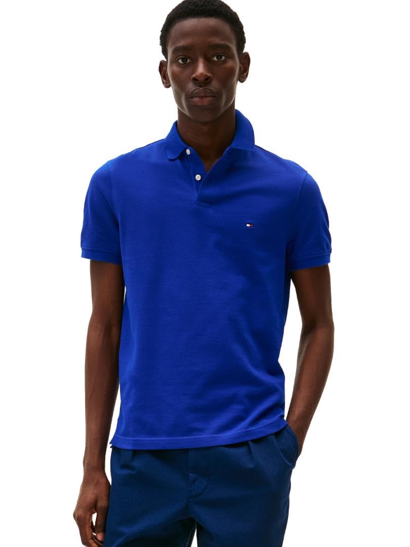 HOTTommy Hilfiger Men's Short Sleeve Polo Shirts in Classic Fit with Stretch and Organic Pique Cotton