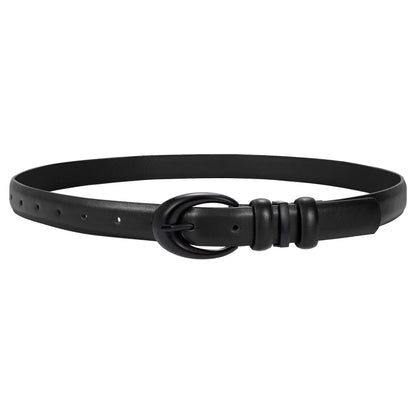 HOTTRIWORKS Women Leather Belt for Jeans Pants Fashion Ladies Skinny Faux Leather Dress belt with Gold Buckle