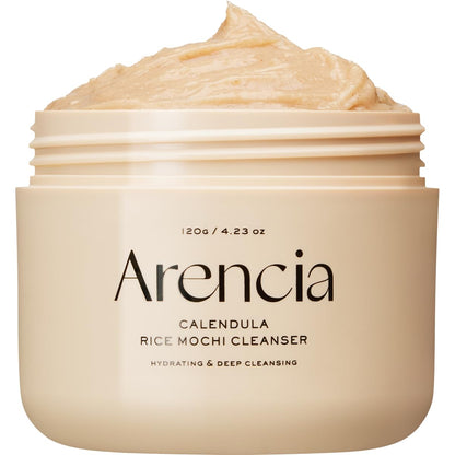 HOTArencia Korean Rice Mochi Face Cleanser - Face Wash, Gentle Scrub All in One for Deep Cleansing, Moisturizing, Pore Minimizing with Rice Water & Green Tea (4.23oz)