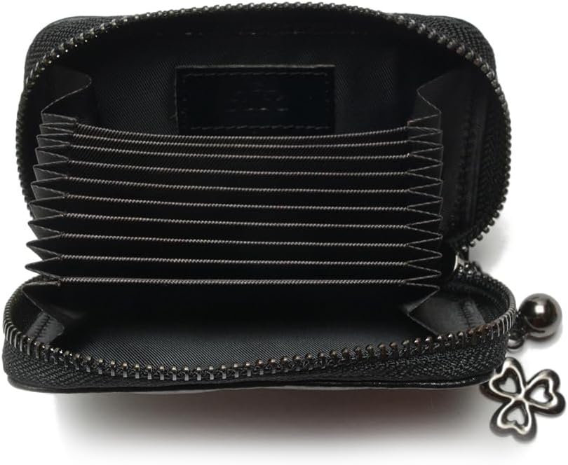HOT2R Quilted Leather Zipper Wallet with Chain, Black