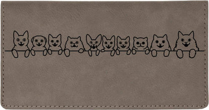 HOTCAROUSELCHECKS Cat Tails Laser Engraved Leatherette Checkbook Cover