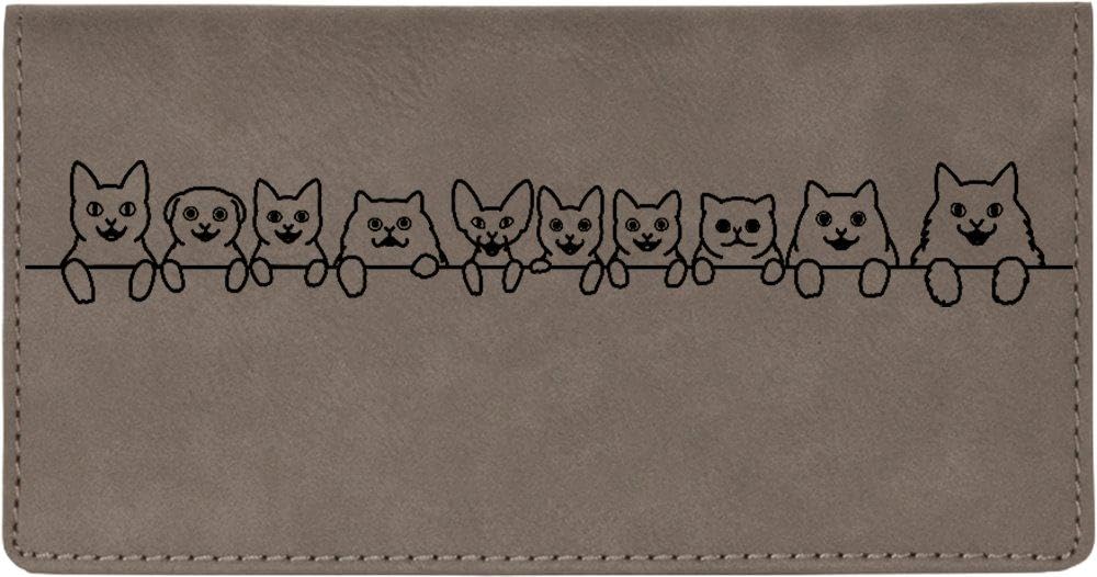 HOTCAROUSELCHECKS Cat Tails Laser Engraved Leatherette Checkbook Cover