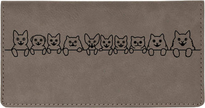HOTCAROUSELCHECKS Cat Tails Laser Engraved Leatherette Checkbook Cover