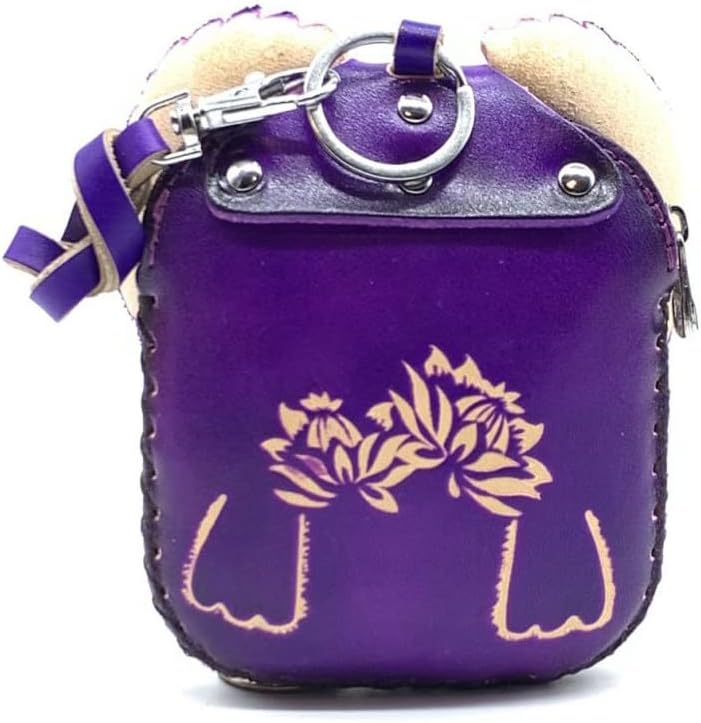 HOTHandmade Vintage Genuine Leather 3D Animal Koala Bear Coin Purse (Purple)