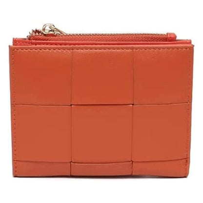 HOTSpacious & Functional Bifold Short Coin Purse Woven Functional Fashion Women Genuine Leather Wallet Female Chic Small Multi Money Billfold Clutch Purse