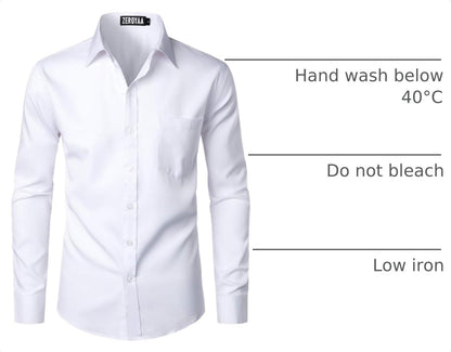HOTZEROYAA Men's Urban Stylish Casual Business Slim Fit Long Sleeve Button Up Dress Shirt with Pocket