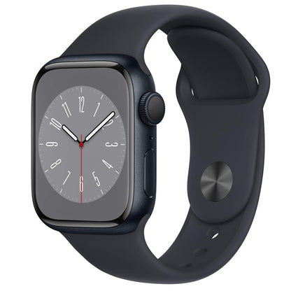 HOTApple Watch Series 8 (GPS + Cellular, 41mm) - Silver Stainless Steel Case with White Sport Band M/L (Renewed)