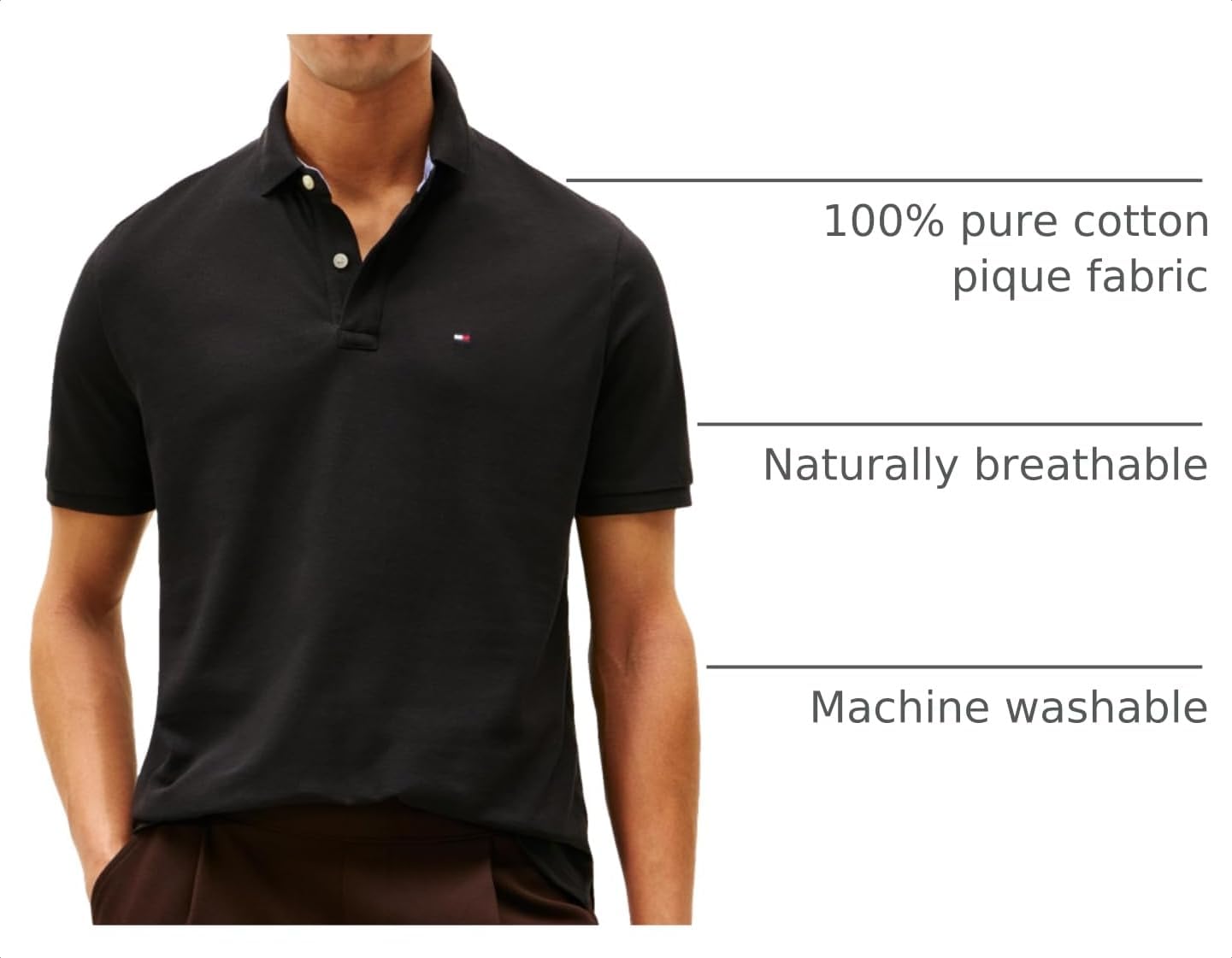 HOTTommy Hilfiger Men's Short Sleeve Cotton Pique Polo Shirt in Classic Fit