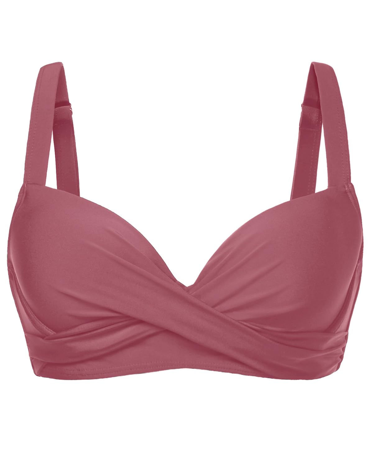 HOTWomen Underwire Bikini Top - Bra Padded Push Up Swimsuit Top | Twist Front Design, Wide Adjustable Straps,Unremovable Cups for Fixed Lift,Full Lining,3-gear Adjustable Hook Closure